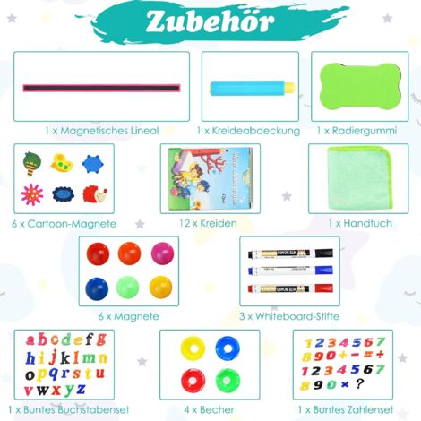 GOPLUS 3 In 1 Standtafel Für Kinder, Magnetisches Whiteboard & Kreidetafel, Doppelseitiger Staffelei Mit Aufbewahrungsbox, Maltafel, Schreibtafel, Kindertafel Ink. Malpapier Und Magneten (Natur
