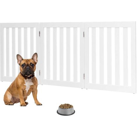 COSTWAY Absperrgitter Für Hunde, 6-teilig – Klappbar, 80 Cm Hoch, Mit Tür & Stützfüßen, Weiß