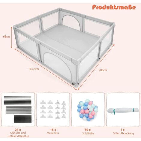 Produktbild von GOPLUS Baby Laufstall Mit 50 Spielbaellen, Krabbelgitter Für Kleinkinder & Saeulinge, Stabiler