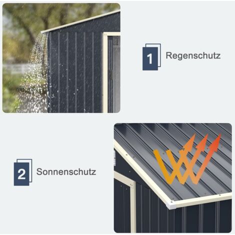 GOPLUS Geraetehaus, Erweitert-277 x 255 x 202 cm Gartenschuppen 7,06 m² mit Schiebetür, Farbige Stahlbleche, 4 oeffnungen, Satteldach, Geraeteschuppen Gartenhaus für Garten & Terrasse