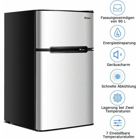 GOPLUS 90L Kühlschrank, Mini-Kühlschrank mit 27L Gefrierfach