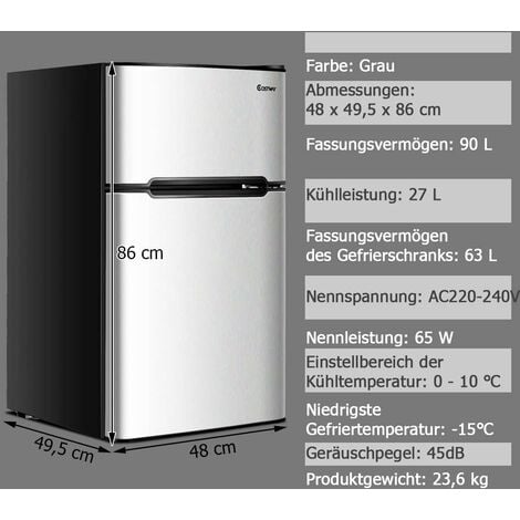 Kompressor-Kühlschrank mit Gefrierfach, 49 L, 12/24V Camping-Einbauküh