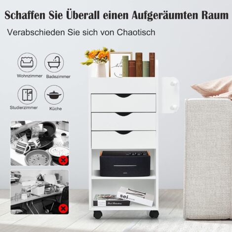 YITAHOME Rollschrank 78x40x64 Cm YITAHOME Mobiler Aktenschrank Mit 5 Schubladen & Tür – Rollcontainer Mit Rädern & Bremsen – 78x40x64 Cm – Schwarz Home Office Storage