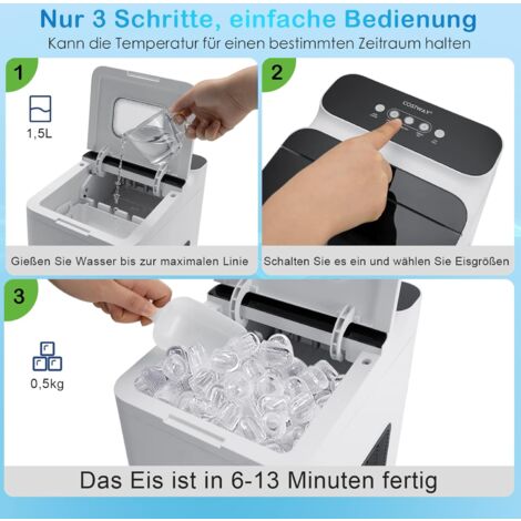 GOPLUS Elektrische Eismaschine - 12kg Eis Am Tag, 9 Würfel In 6 Minuten