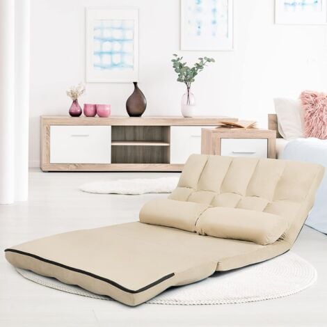 GOPLUS 2 Sitzer Bodensofa mit 2 Kissen, 3 in 1 Sofabett & Liege & Sofa