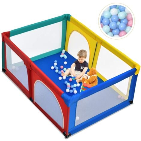 Baby Laufstall 150x180cm - Spielplatz Mit 50 Bällen & Kletterringen