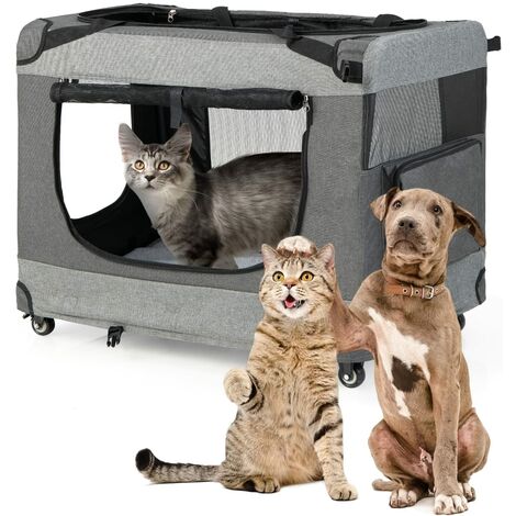 Haustier Transportbox Für Katze & Hund - Flugzeugtaugliche Tragetasche Mit Mesh (45x24x28cm, Khaki)