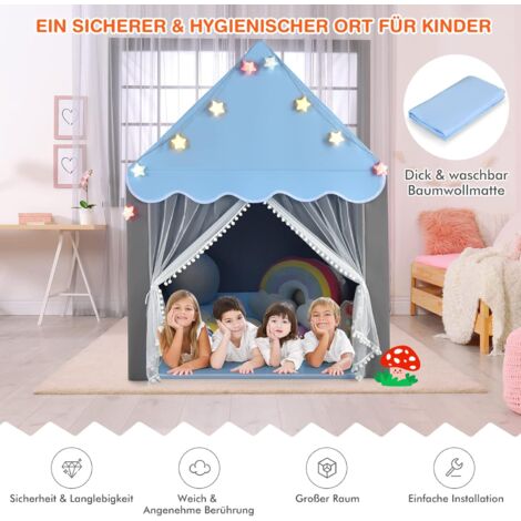 GOPLUS Spielhaus Kinder Indoor, Spielzelt Groß Mit Vorhängen, Fenstern