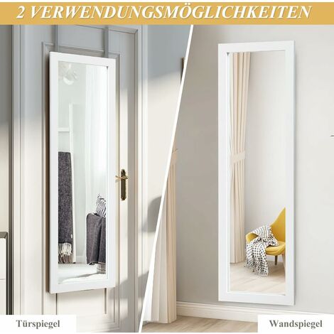 GOPLUS Türspiegel mit Hoehenverstellbaren Haengehaken, Wandspiegel mit MDF  Rahmen, 120x37cm Haengespiegel, Ganzkoerperspiegel für Schlafzimmer  Wohnzimmer Bad (