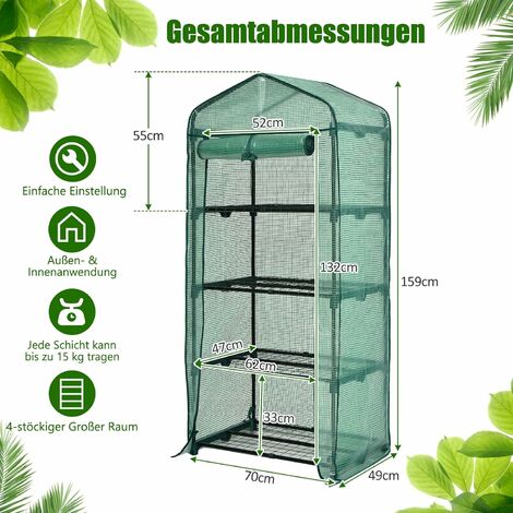 GOPLUS Gewächshaus Balkon, Foliengewächshaus Winterfest mit PEFolie