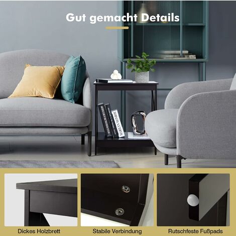 FANTASK Beistelltisch 2-ebenig - Nachttisch Aus Holz 74cm Hoch