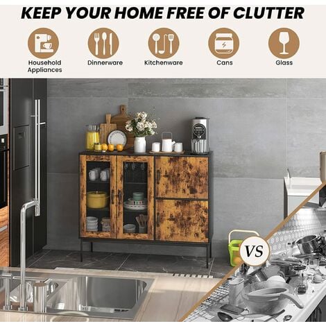 Blishom Küchenschrank Sideboard - Buffetschrank Mit Arbeitsplatte & Schublade