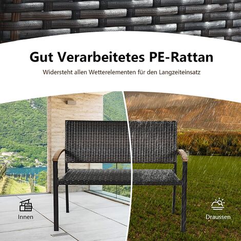 GOPLUS Gartenbank Akazienholz Klappbar - 2-Sitzer Mit Armlehnen 360kg Belastbar
