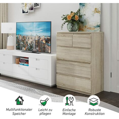 CDF Kommode Alma 4-türig - Hochschrank Kaschmir Beige 50x119x40 Cm