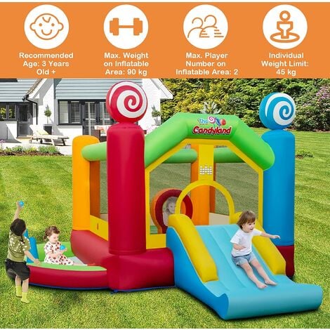 GOPLUS Aufblasbare Hüpfburg, Aufblasbares Spielparadies für Kinder mit