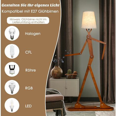 GOPLUS 160cm Stehlampe, Humanoid Stehleuchte mit verstellbaren Gelenken,  Standleuchte mit Fußschalter, E27, Stehlampe für Wohnzimmer &