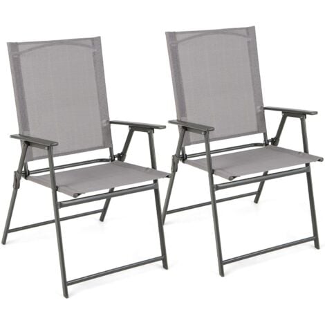 GOPLUS Gartenstuhl 2er Set Klappbar, Klappstuhl mit Hoher Rücklehne
