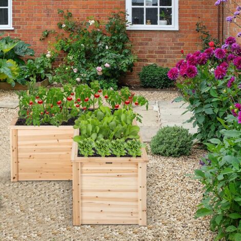 GOPLUS Lförmiges Hochbeet, erhöhter Gartenbeet Pflanzenkasten mit