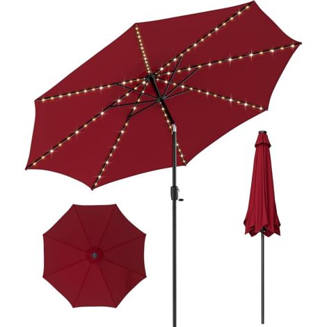 GOPLUS Sonnenschirm 300 cm mit LEDSolarleuchte, Balkonschirm mit