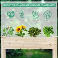 GOPLUS Blumenbeet aus Massivholz, Hochbeet mit Ablaufloechern, Hoch