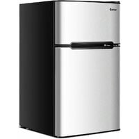 GOPLUS 90L Kühlschrank, Mini-Kühlschrank mit 27L Gefrierfach, Gefrierschrank  mit Stahlrahmen & einstellbarem Thermostat, Kühl-Gefrier