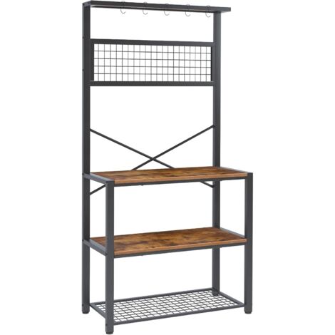 Chariot De Rangement Micro-ondes - 2 Niveaux + Tiroir, Roulettes, Dimensions 36,8x25,9 Cm, Fer Et Bois, Pour Cuisine, Bureau, Salon