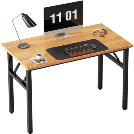 Soges – Bureau d'ordinateur pliant 100x60cm – Bois de particules E1 résistant aux rayures – Structure métal noir – Prêt à l'emploi