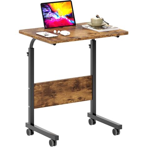 Soges – Table d'appoint réglable en hauteur 60 x 40 cm – Hauteur ajustable 71-90 cm – Structure en métal – 4 roulettes pour mobilité