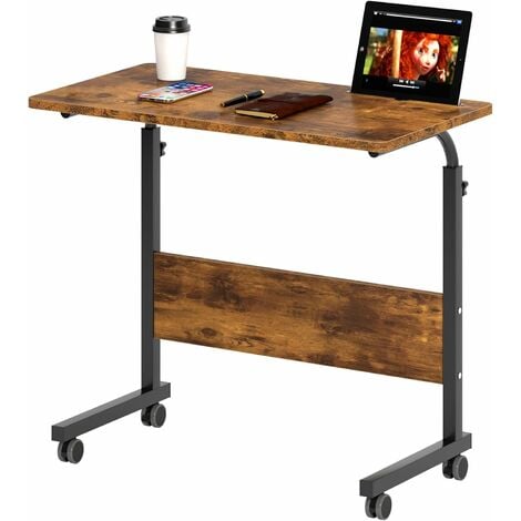 Soges Bureau d'ordinateur portable table d'appoint réglable en hauteur avec  4 roulettes verrouillables pour