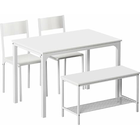 Ensemble table à manger 110 x 70 x 75 cm, et 2 bancs 97 x 30 x 50 cm, cadre  en acier, Marron rustique et noir, KDT070B01, VASAGLE - Cdiscount Maison