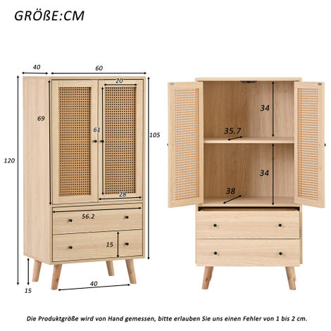 soges Salle à manger salon buffet commode avec porte tiroirs grand espace de rangement largeur 60 cm