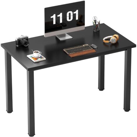 Soges – Bureau informatique 100x60cm – Structure en métal noir – Surface résistante aux rayures – Hauteur réglable – Pour bureau, salle à manger, salon