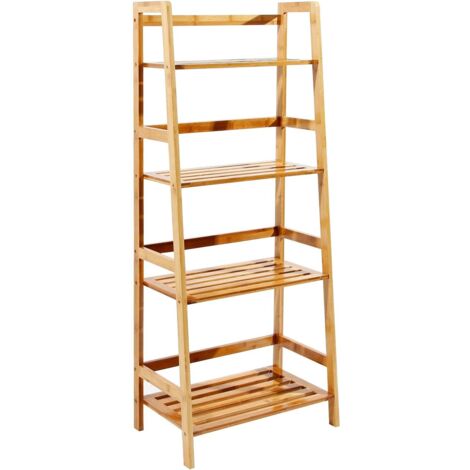 Soges Étagère sur pied échelle avec 4 niveaux, support à fleurs, échelle pour plantes, étagère en bambou, étagère de cuisine, organisateur, étagère de rangement, 48 x 30 x 119 cm (1/5)