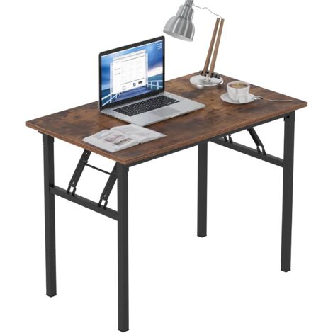 Soges Bureau d’Ordinateur Informatique Pliante 100x60cm Table d’étude/à dîner Pliable pour Maison/Bureau,Vintage et Noir (1/5)