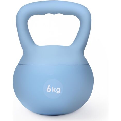 Soges Haltère Kettlebell Poids Kettlebell Souple Silencieux pour Fitness et Musculation à Domicile,6KG,Bleu clair (1/5)