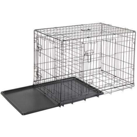 Soges 95CM Pet Kennel Chat Chien Pliant Caisse En Acier Animal Playpen Fil Métal