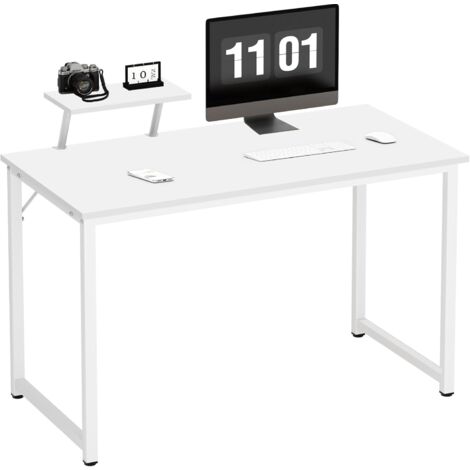 Soges – Bureau droit 100x50cm en panneaux de particules E1 – Étageres amovibles – Design moderne pour bureau, salon, cuisine – Blanc