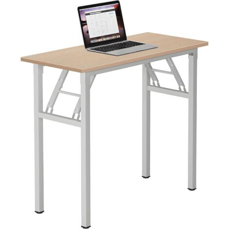 Soges – Table pliante 80 x 40 cm – Bureau d'ordinateur en métal et bois massif E1 – Pliable pour gain de place – Hauteur 75 cm