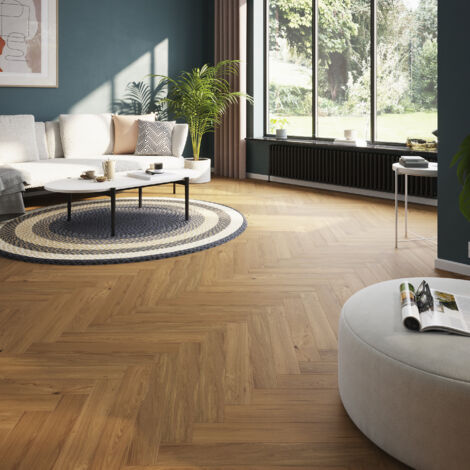 Soges – Parquet contrecollé en chêne naturel à chevrons – Largeur 90 mm – Longueur 600 mm – Épaisseur 14 mm – Finition brossée