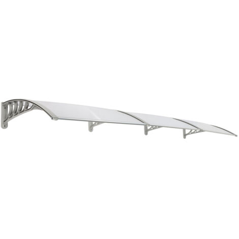 Soges – Auvent de porte et fenêtre 300 x 100 cm – Protection pluie et soleil – Matériaux ABS et polycarbonate – Support aluminium gris - Marquise-300