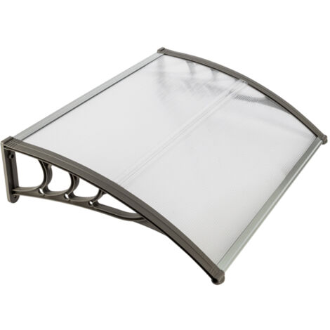 Soges – Auvent de protection contre la pluie 100 x 80 cm – Support en aluminium – Plaque en polycarbonate 5mm – Design élégant pour portes et fenêtres - Marquise-100