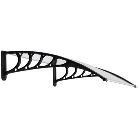 Soges Marquise-100 x 80 Application domestique Porte et fenêtre Protection contre la pluie Avant-toit Auvent Support，blanc et noir