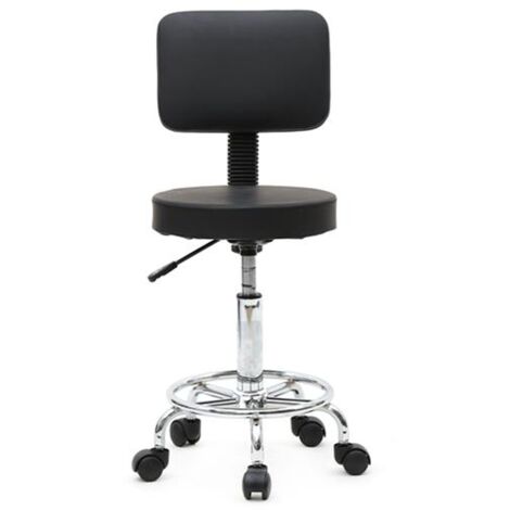 Soges Tabouret de salon rond réglable avec dossier ,Noir (1/5)
