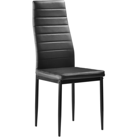 Soges – Lot de 6 chaises de salle à manger en PU noir – Dossier haut ergonomique – Assise rembourrée en éponge haute densité – Structure en tube de fer (1/5)