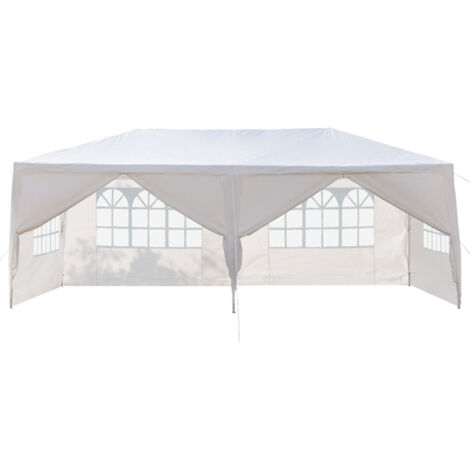 Soges Tente de réception extérieure 10'x20' avec 6 parois latérales amovibles,tonnelle de mariage imperméable pour patio,blanc