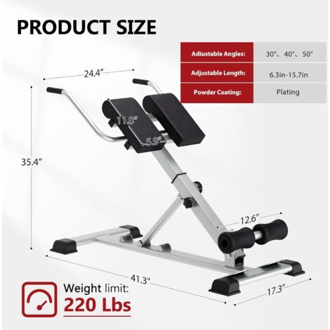 Banc Lombaire Hyperextension Réglable - Chaise Romaine Musculation - Noir/rouge