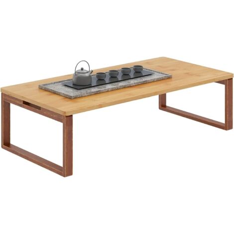 Soges Table Basse Japonaise en Bambou Table d'Appoint de Sol Pliable Tatami Minimaliste pour Salon, Chambre, Baie Vitrée, Intérieur 80 x 50 x 31 cm