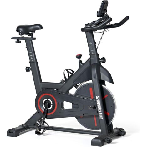 Soges Vélo d'Appartement Magnétique Vélo de Fitness d'Intérieur à Volant d'Inertie 6 kg, Écran LCD, Capteur de Fréquence Cardiaque, Support pour Tablette, Capacité 120KG,Noir (1/5)