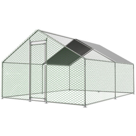 Soges – Poulailler en plein air 3x4x2m – Acier galvanisé résistant à la rouille – Toile PE imperméable – Enclos sécurisé pour poules et petits animaux