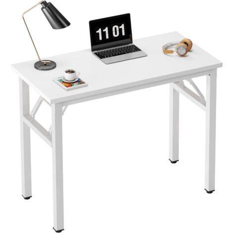 Soges – Table pliante bureau d'angle 80x40x75cm – Structure métal robuste – Pliage facile – Idéale pour espaces confinés